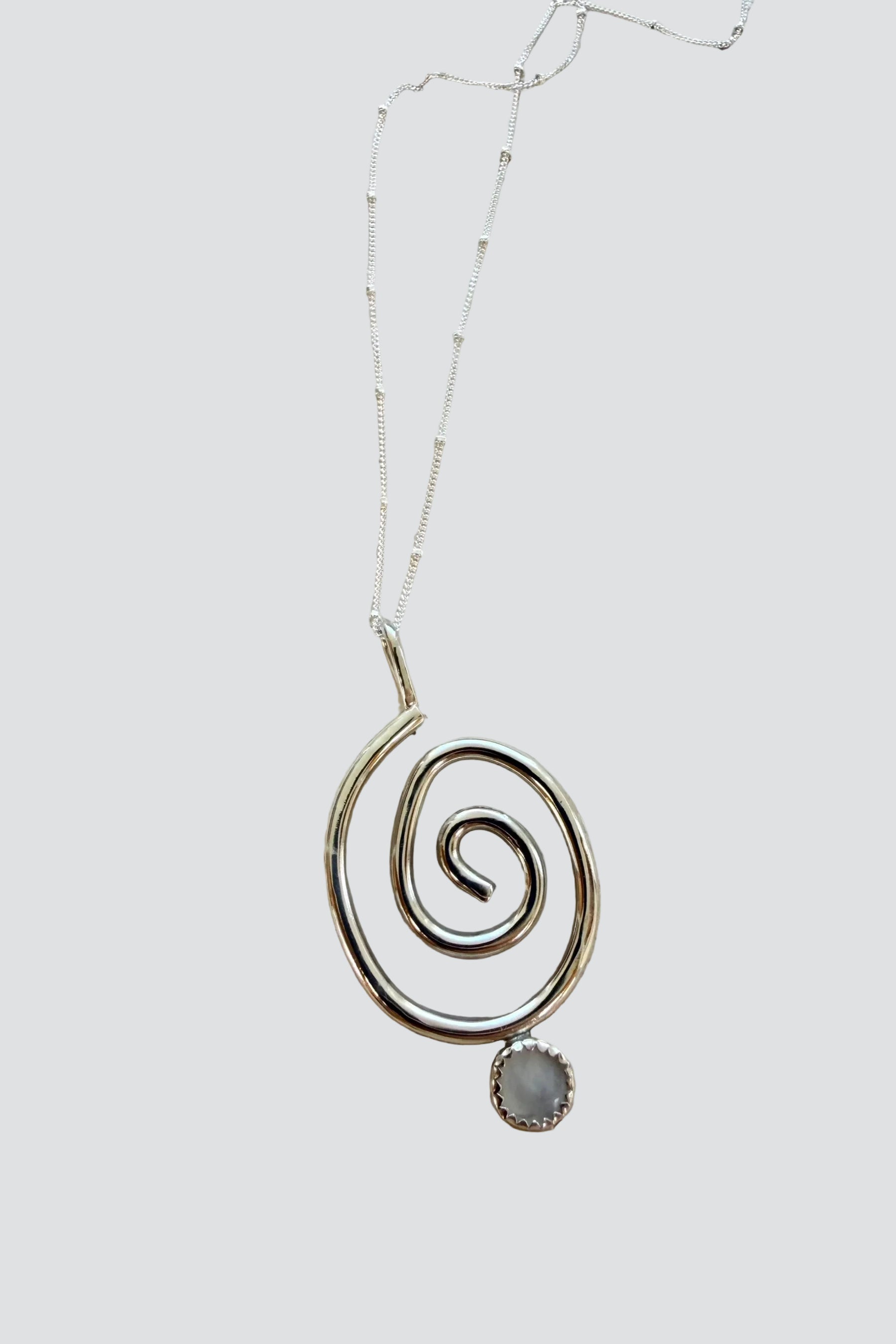 Silver Spiral MOP Necklace