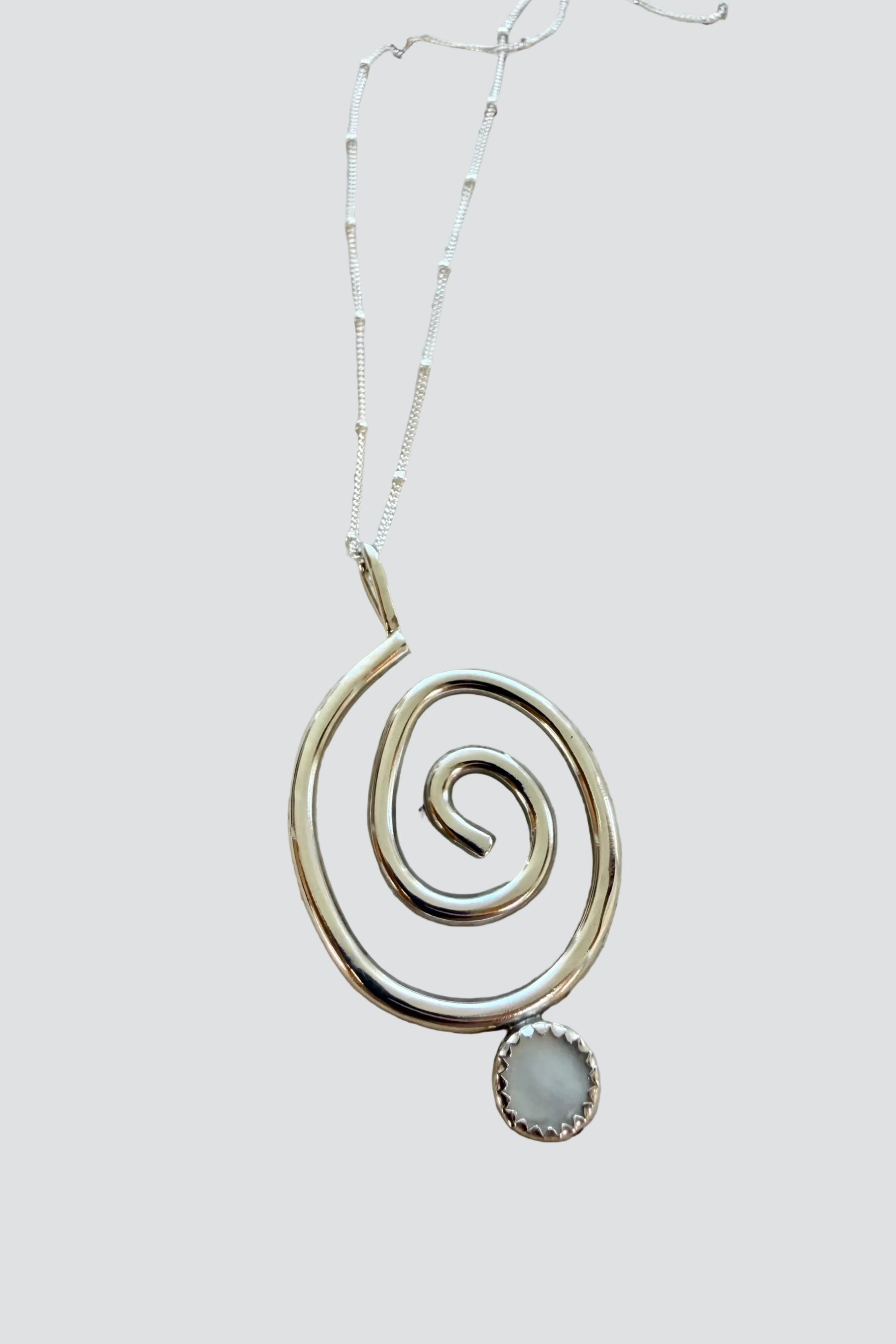 Silver Spiral MOP Necklace