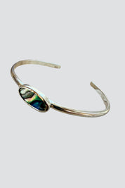 Silver Thin Oval Abalone Cuff