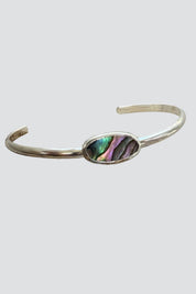 Silver Thin Oval Abalone Cuff