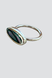 Silver Thin Oval Abalone Ring