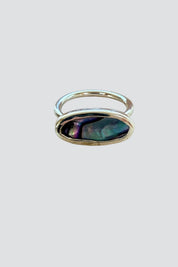 Silver Thin Oval Abalone Ring