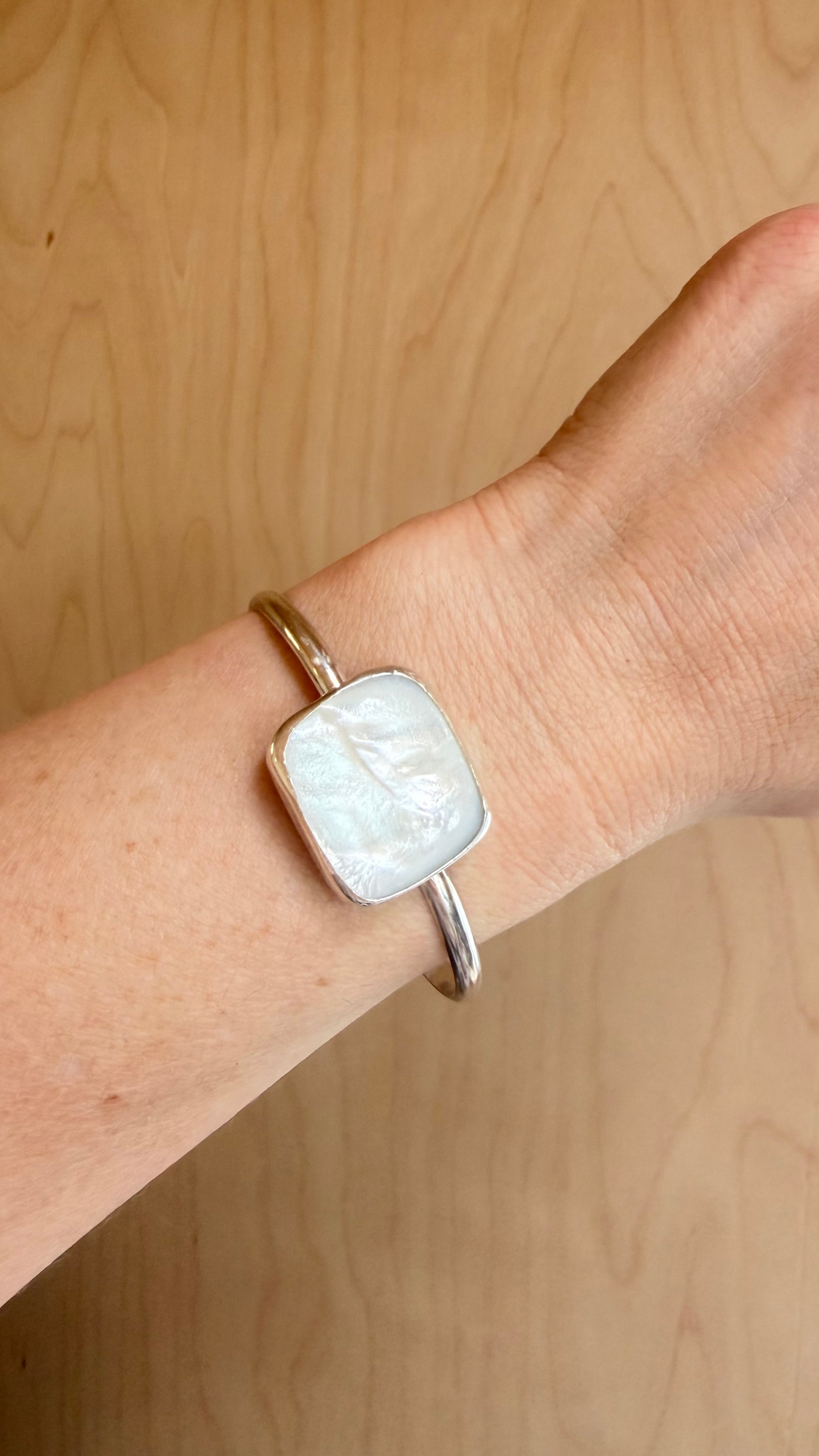 Silver Square MOP Cuff