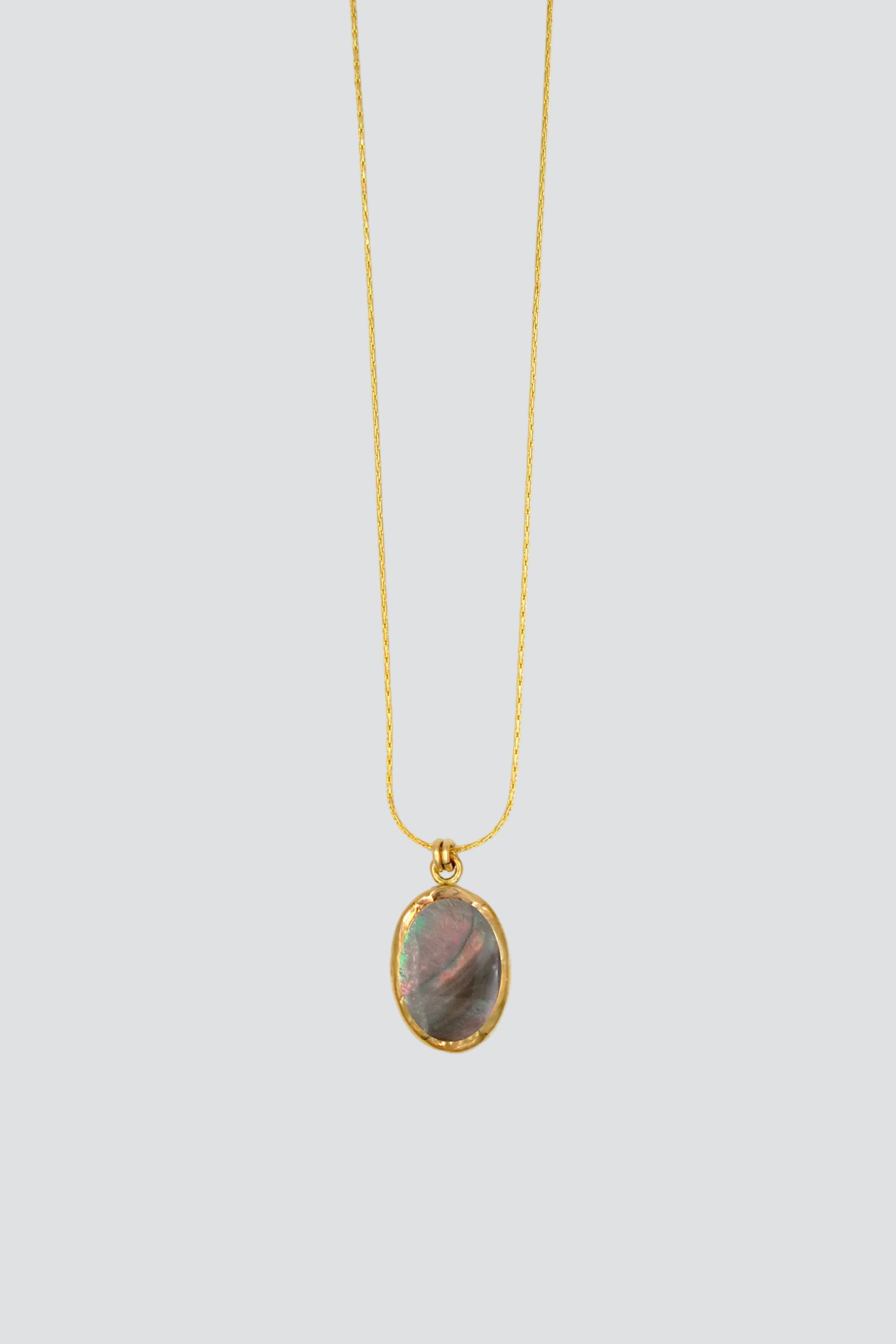 Gold Black MOP Oval Necklace