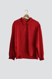 Red Shiny Striped Blouse