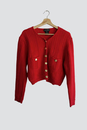 Red Gold Button Cardigan