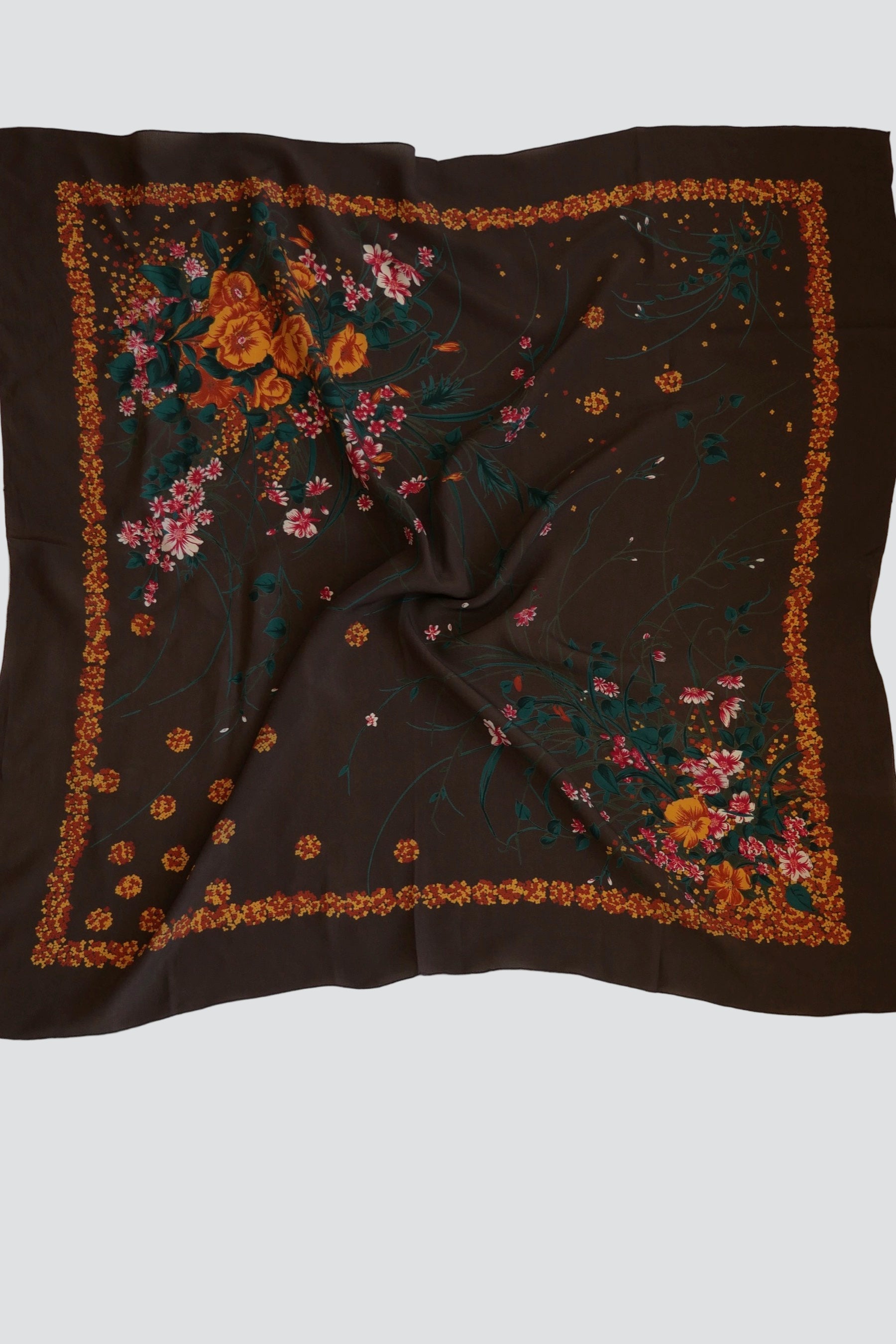 Brown Fall Floral Scarf