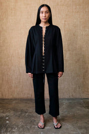 Black Pinch Waist Cardigan