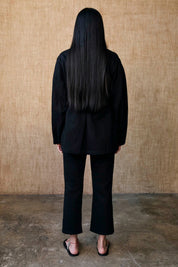 Black Pinch Waist Cardigan