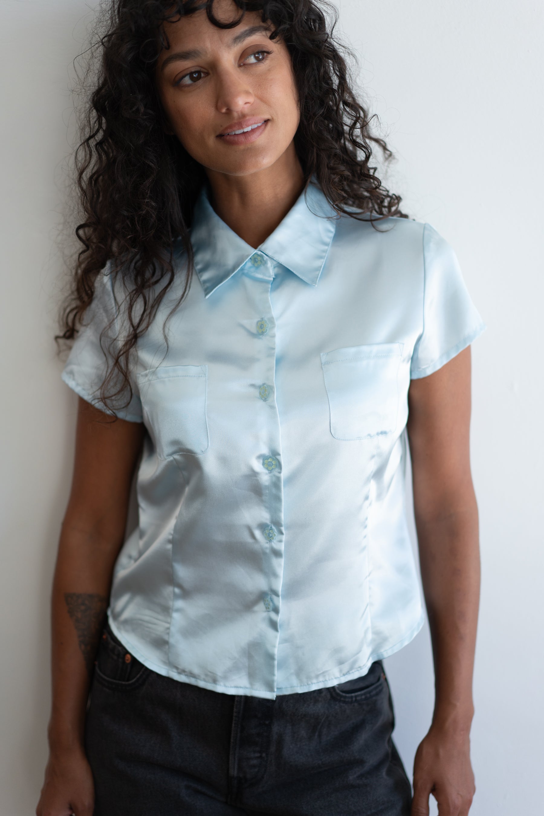 Satin Blue Amy Byer Top