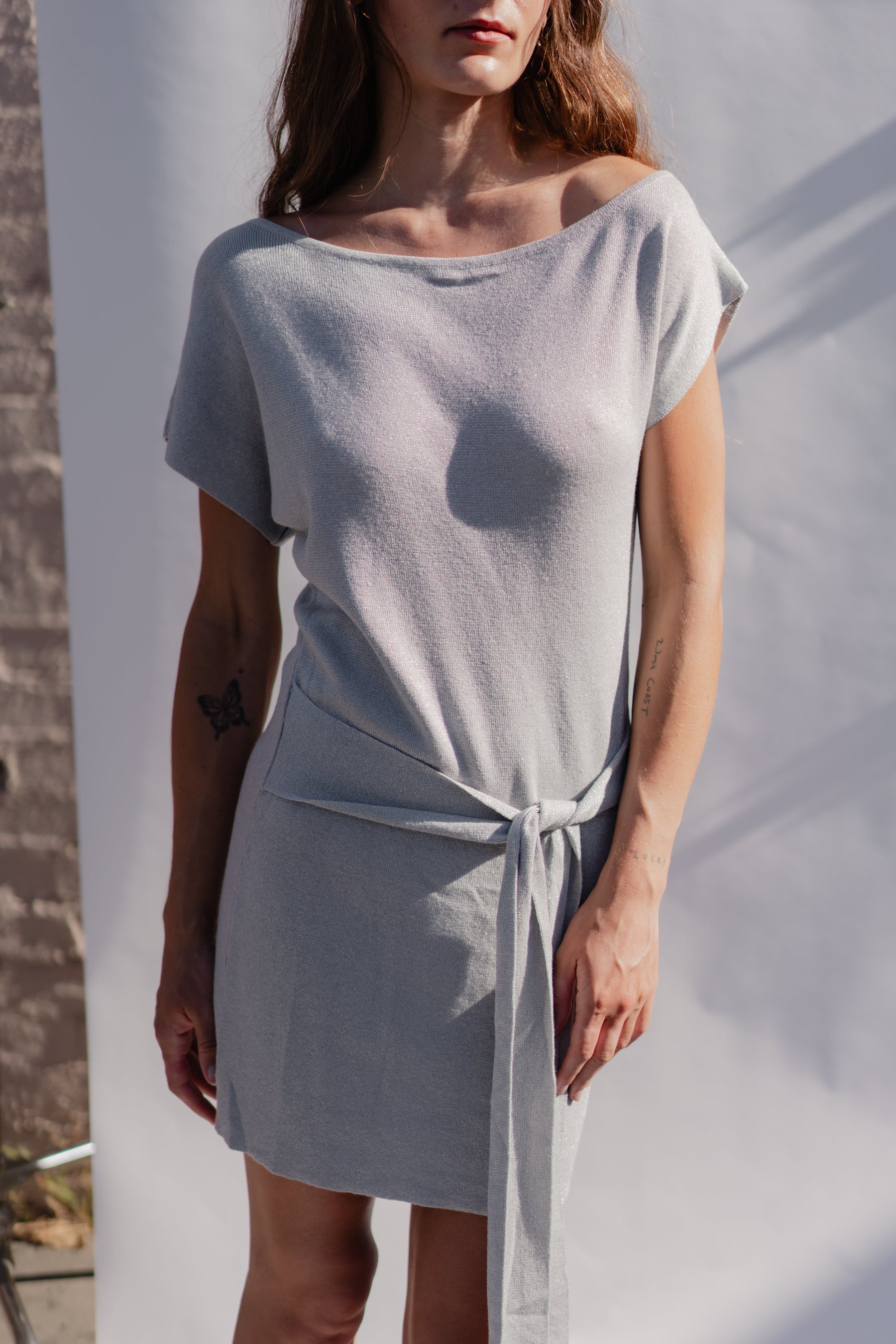 Lurex Silver Derana Dress