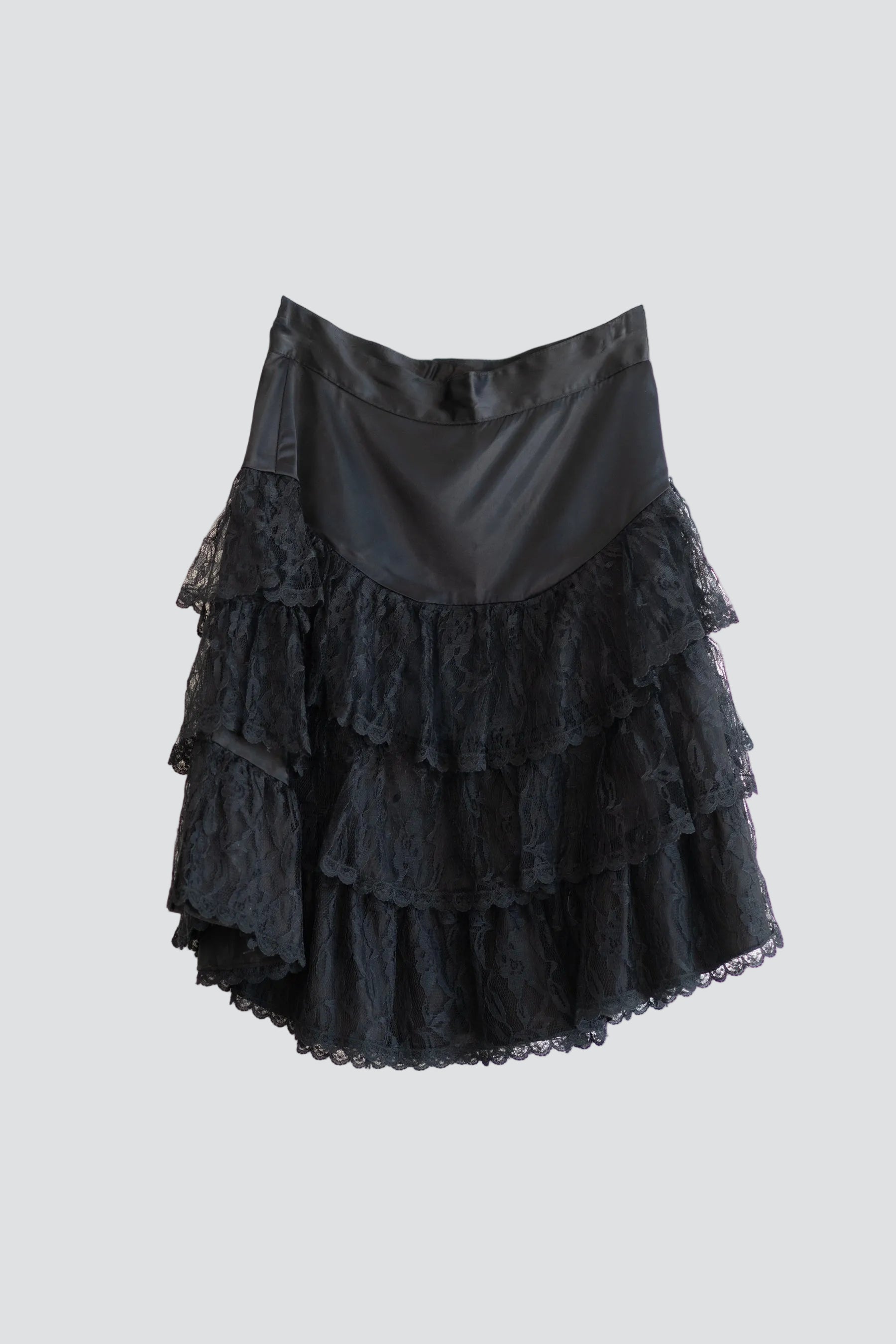 Black Lace Ruffle Skirt