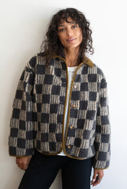 All Over Check Sherpa Jacket