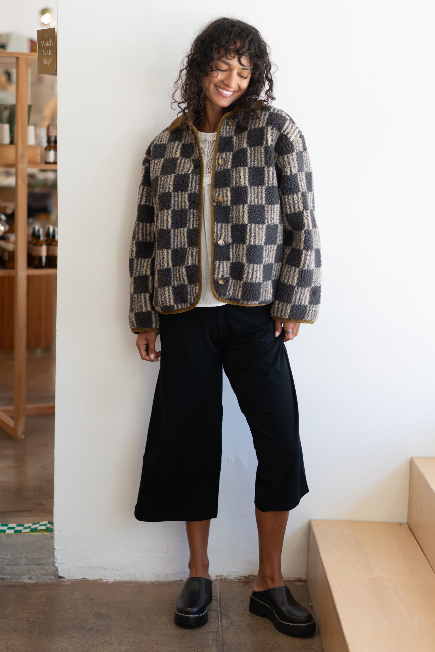 All Over Check Sherpa Jacket