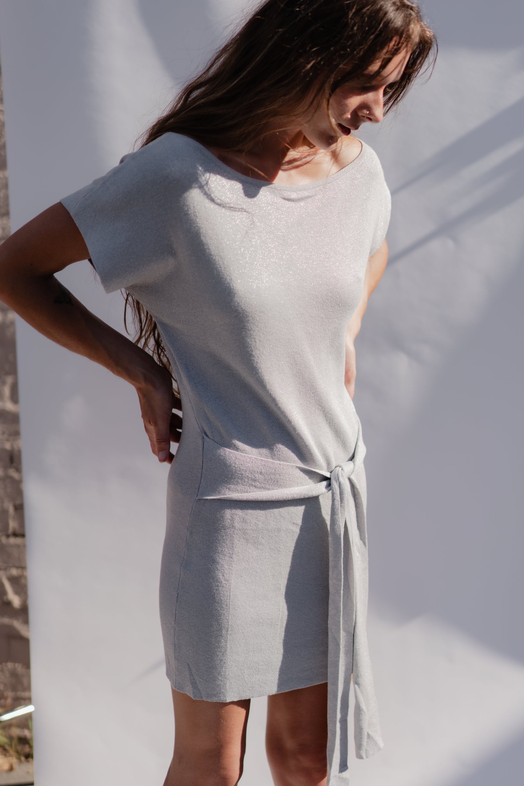 Lurex Silver Derana Dress