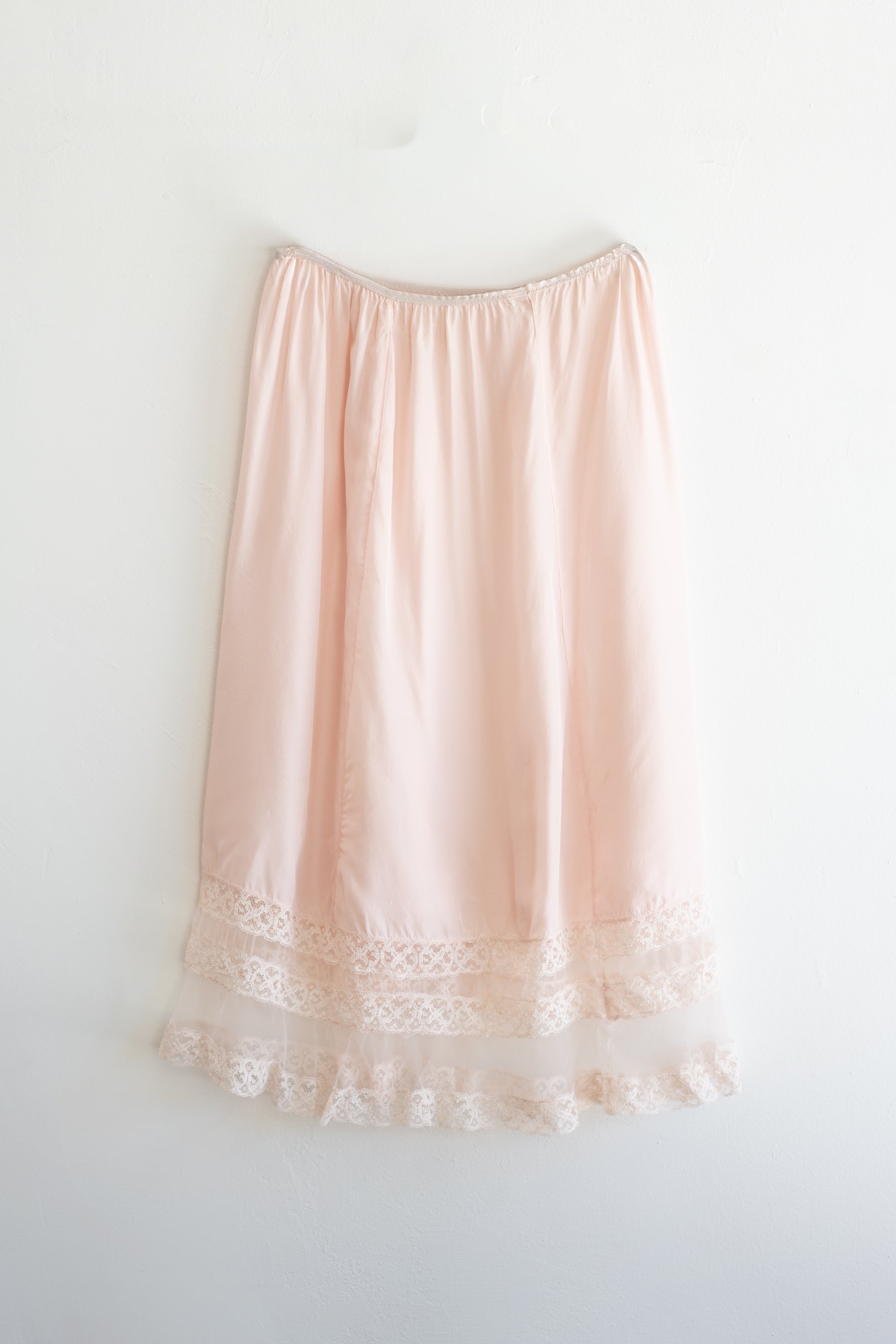 Pale Pink Lace Slip Skirt