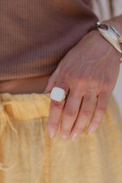 Silver Square Shell Ring