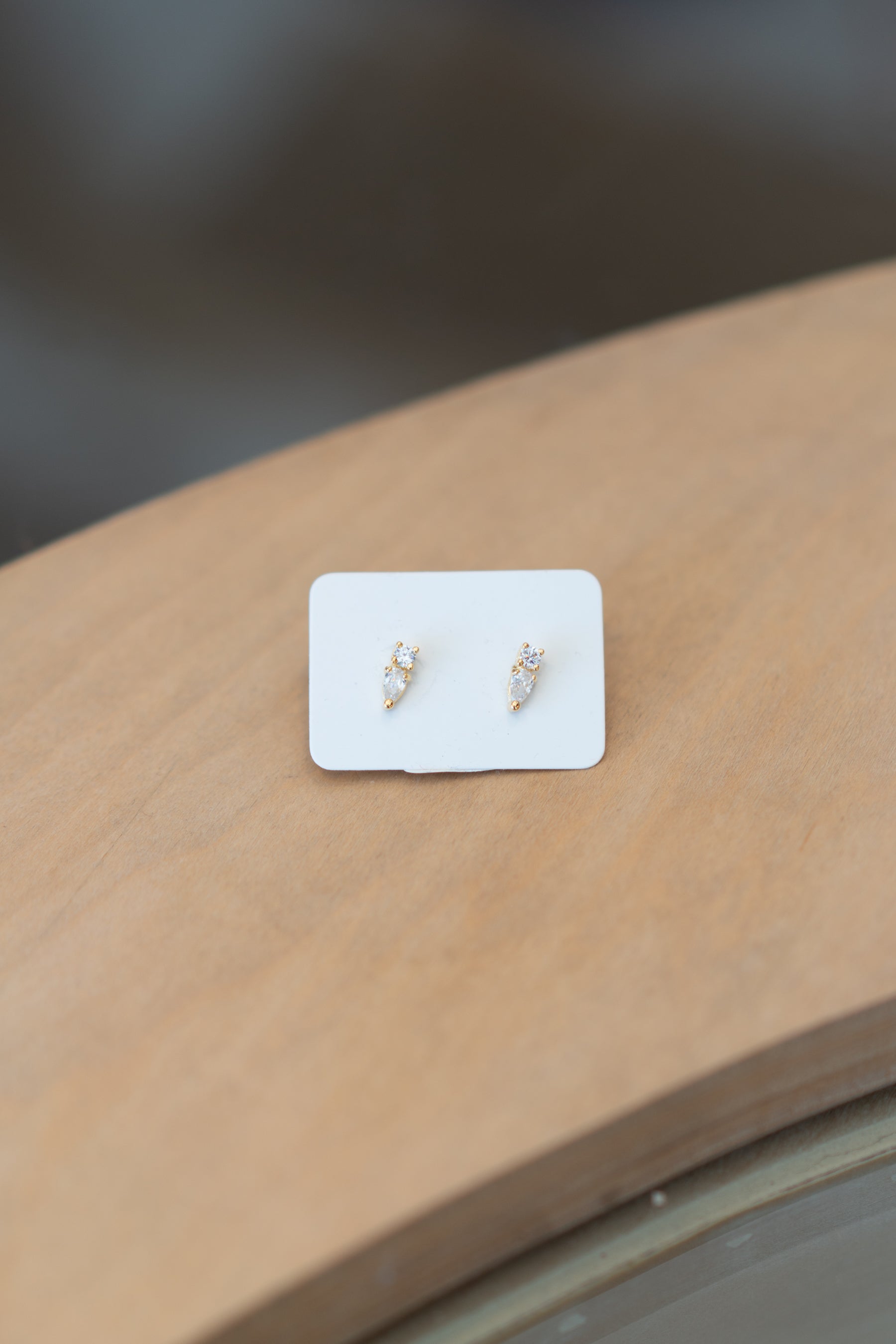 Gold CZ Drop Studs