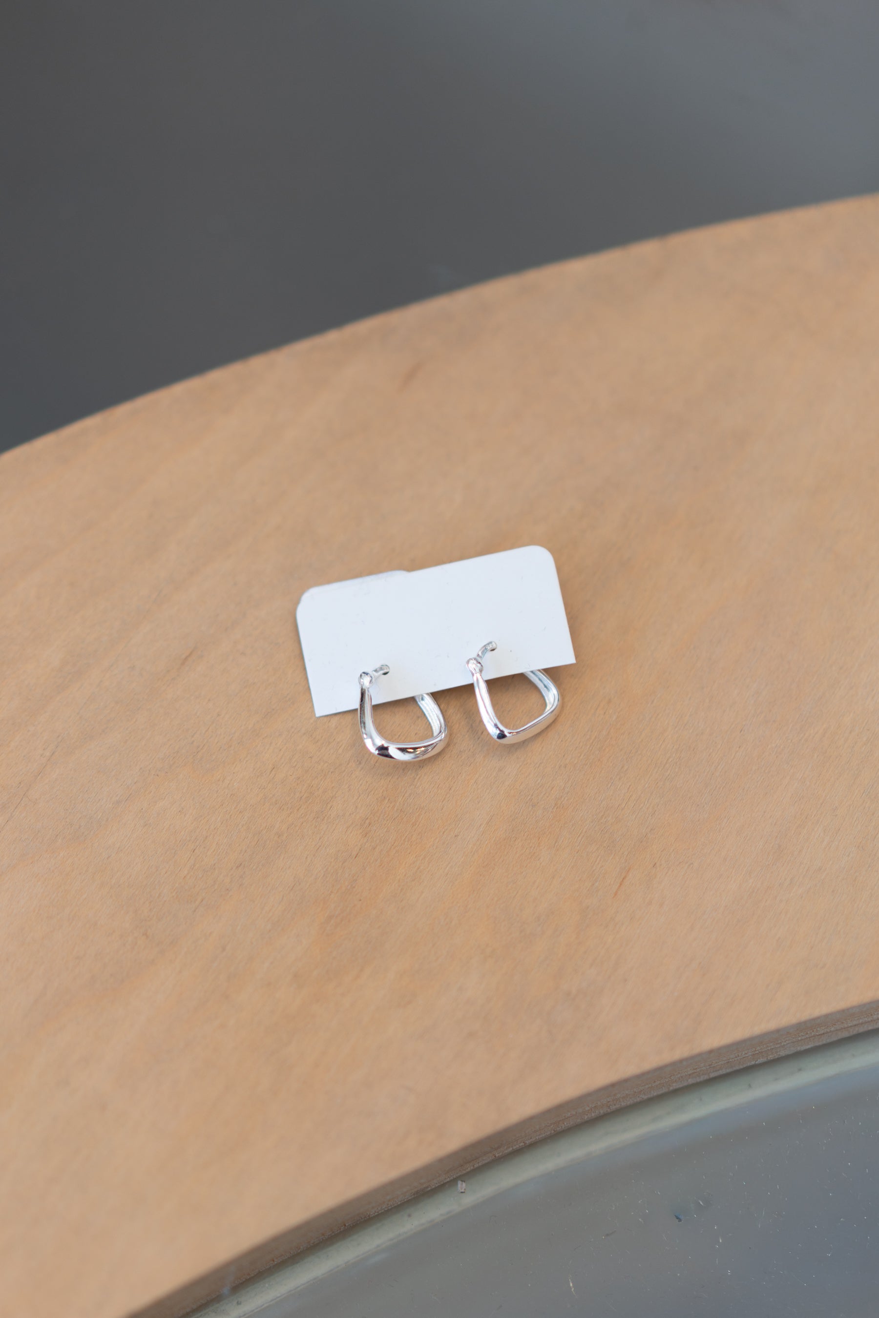 Silver Trapezoid Hoops
