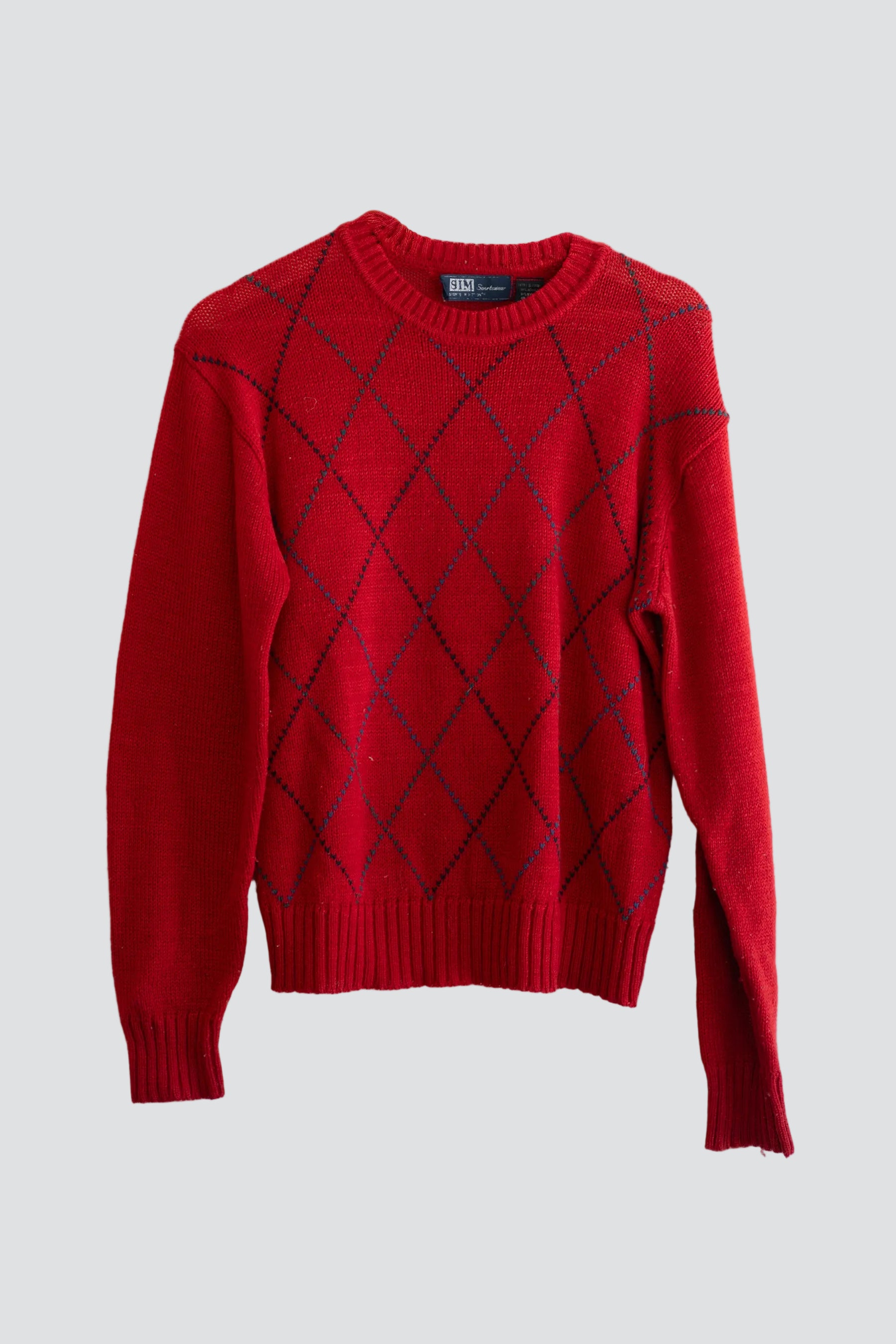 Red Sim Argyle Sweater