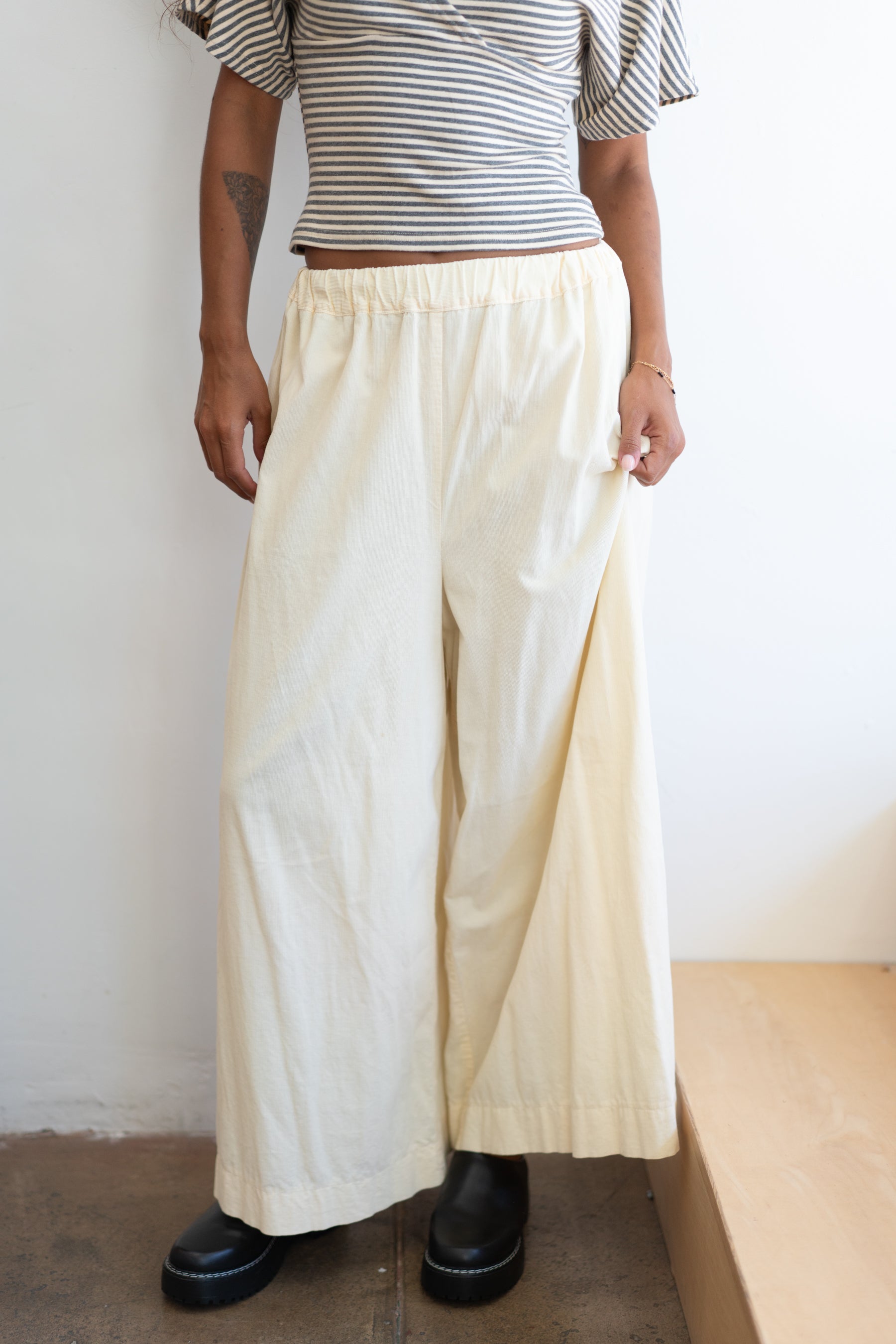 Ecru Cord Wide Leg Pant