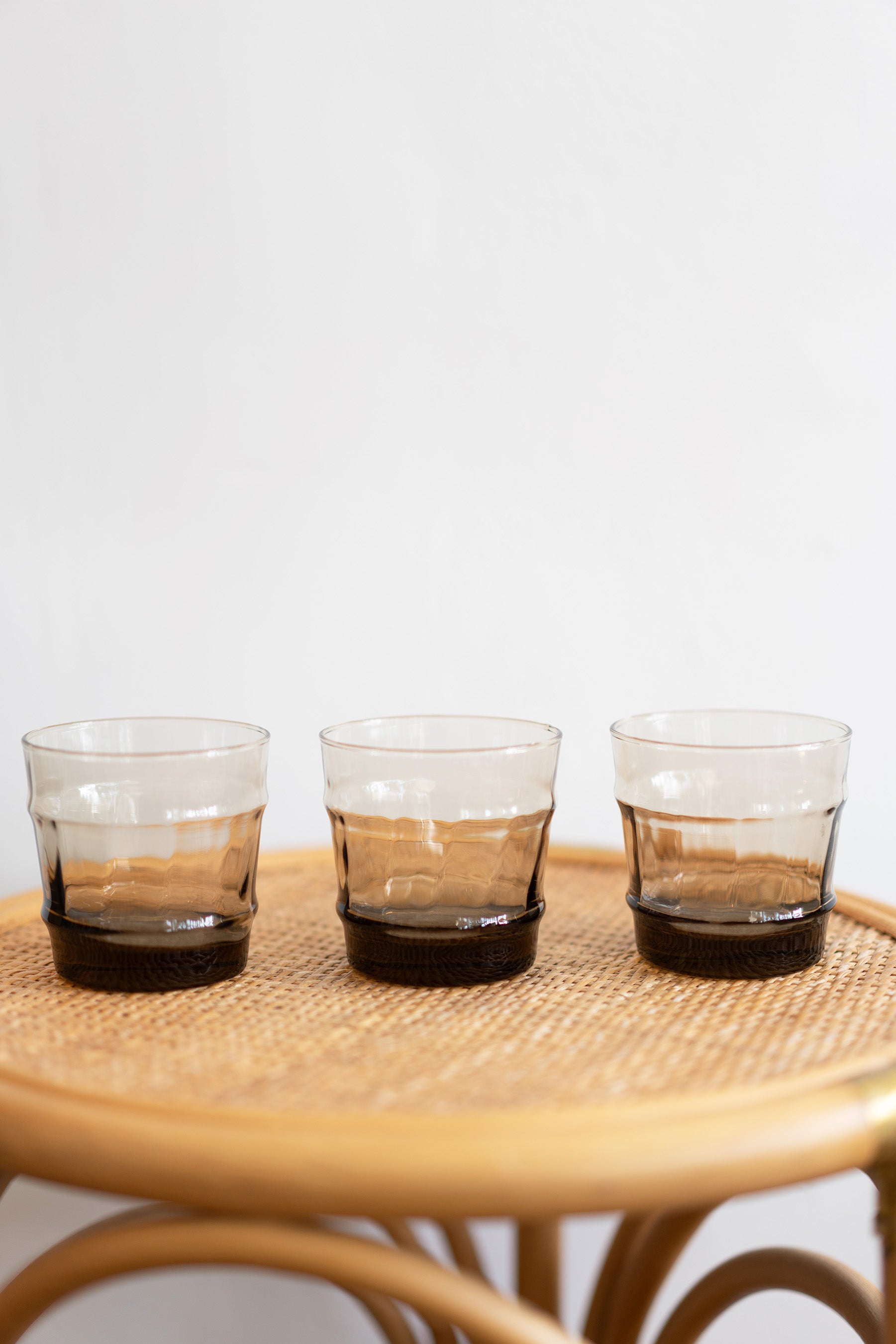 Short Grey Ribbed Glass Set