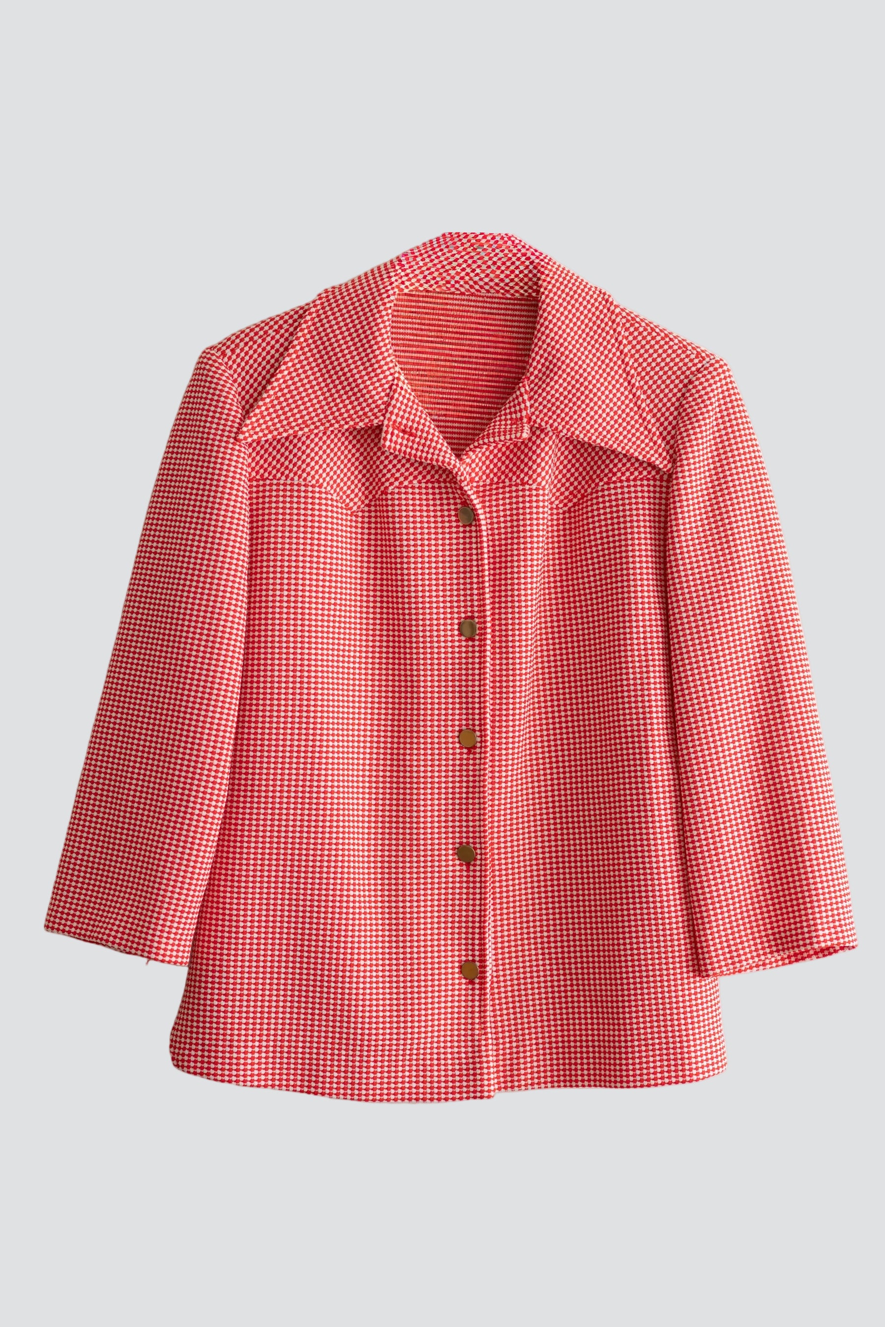 Bright Red Plaid 70s Jacket