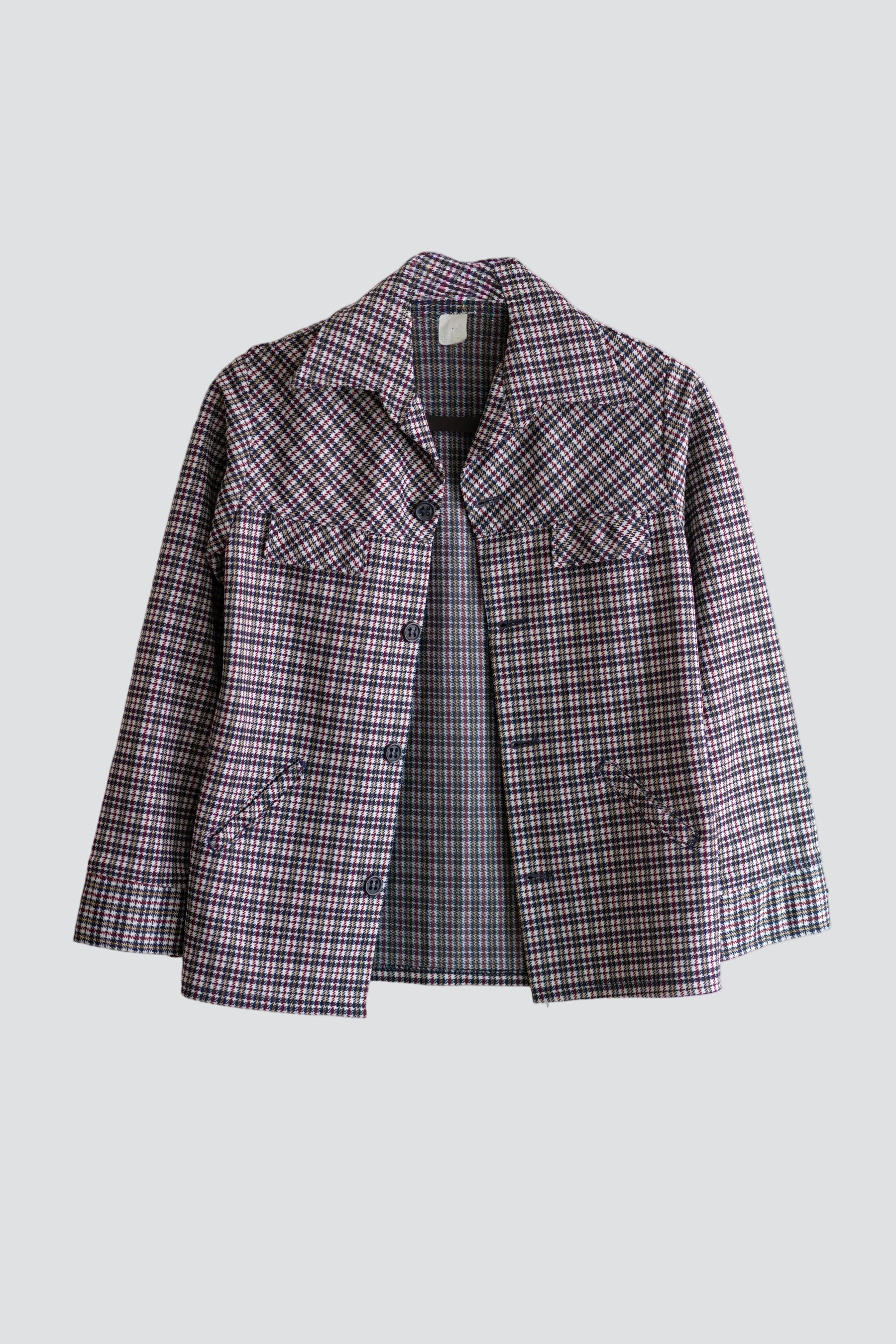 Navy 70s Plaid Jacket