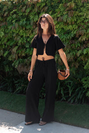 Black Simona Tie Top
