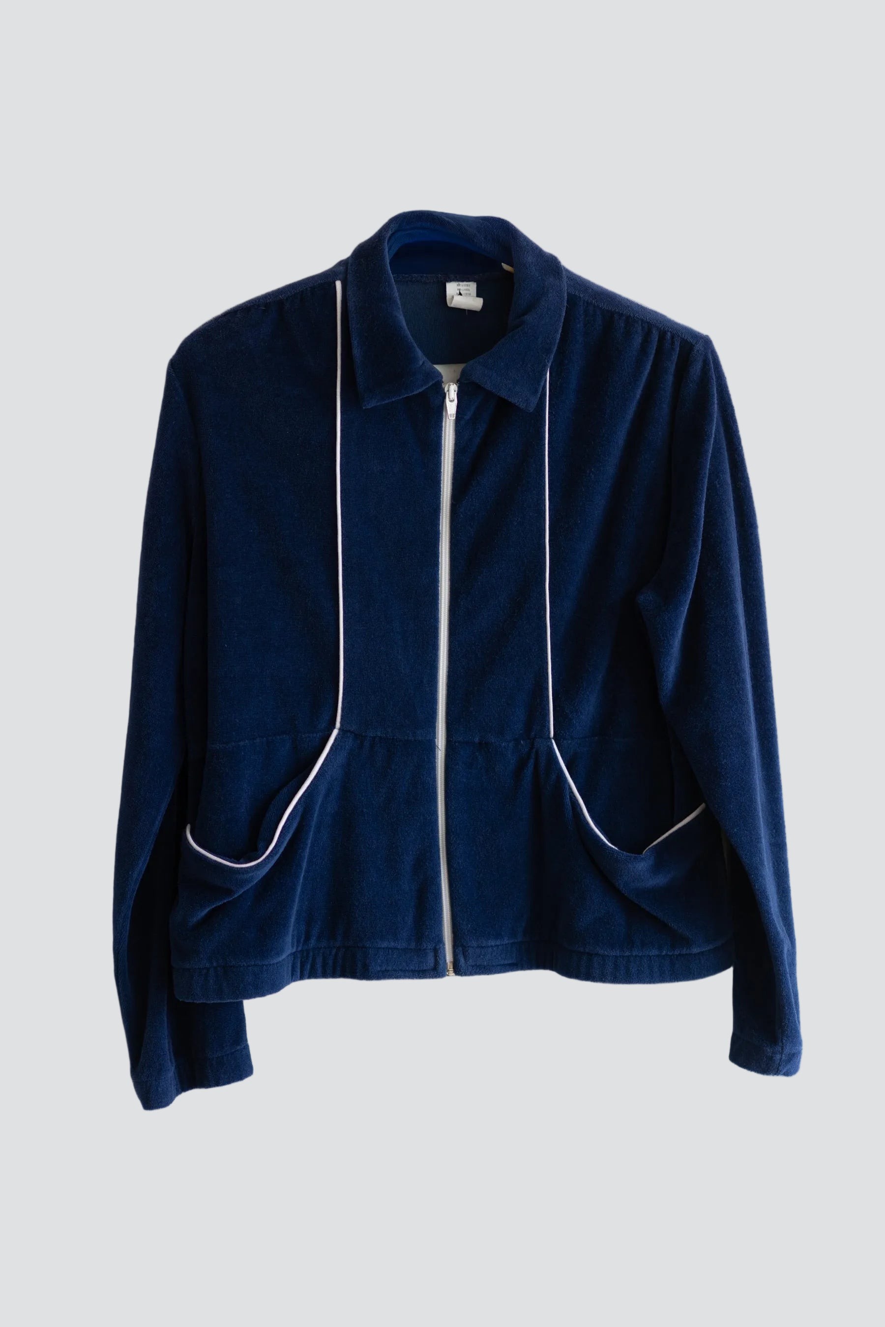 Navy Velour Track Jacket