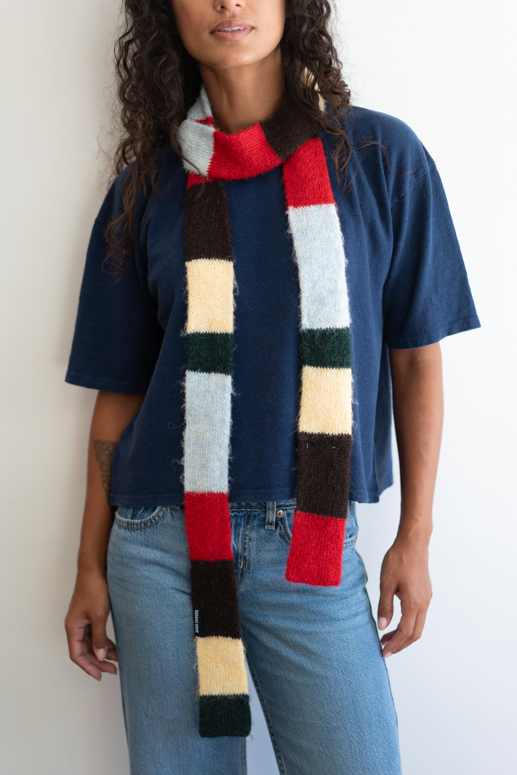 Multi Stripe Skinny Scarf