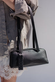 Small Black Leather Bowler Bag