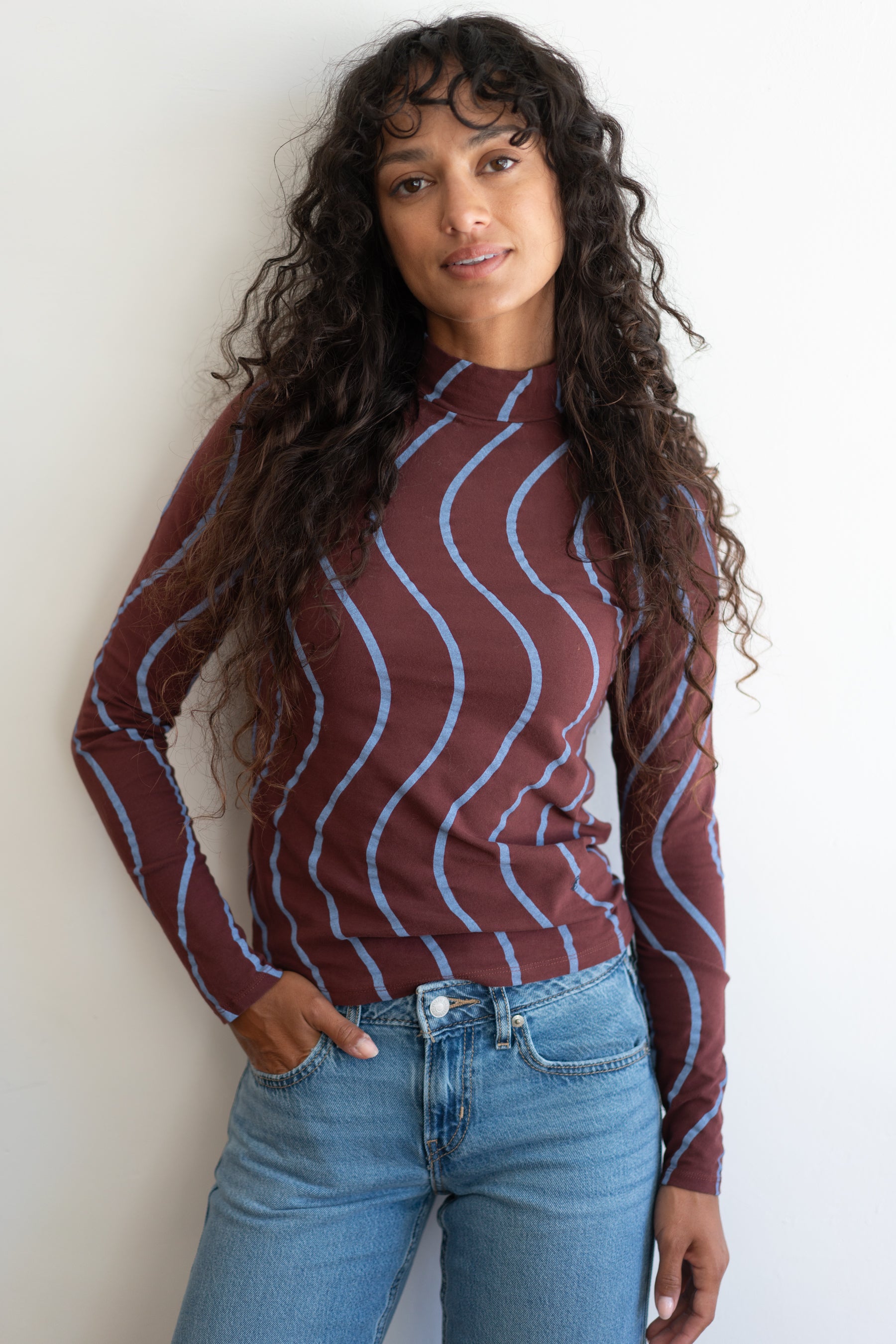 Burgundy Psicodelic Stripes Turtleneck