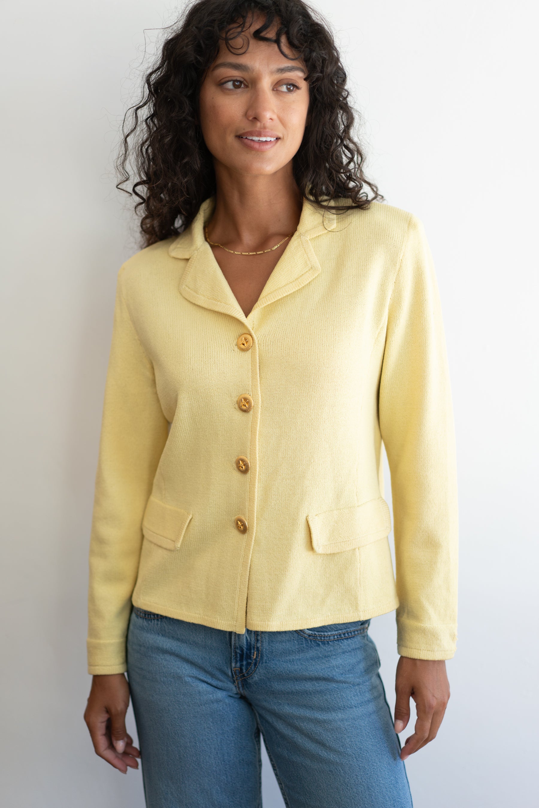 Yellow Knit Blazer