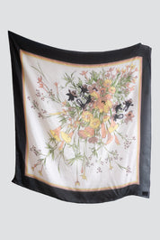 Black Floral Silk Scarf