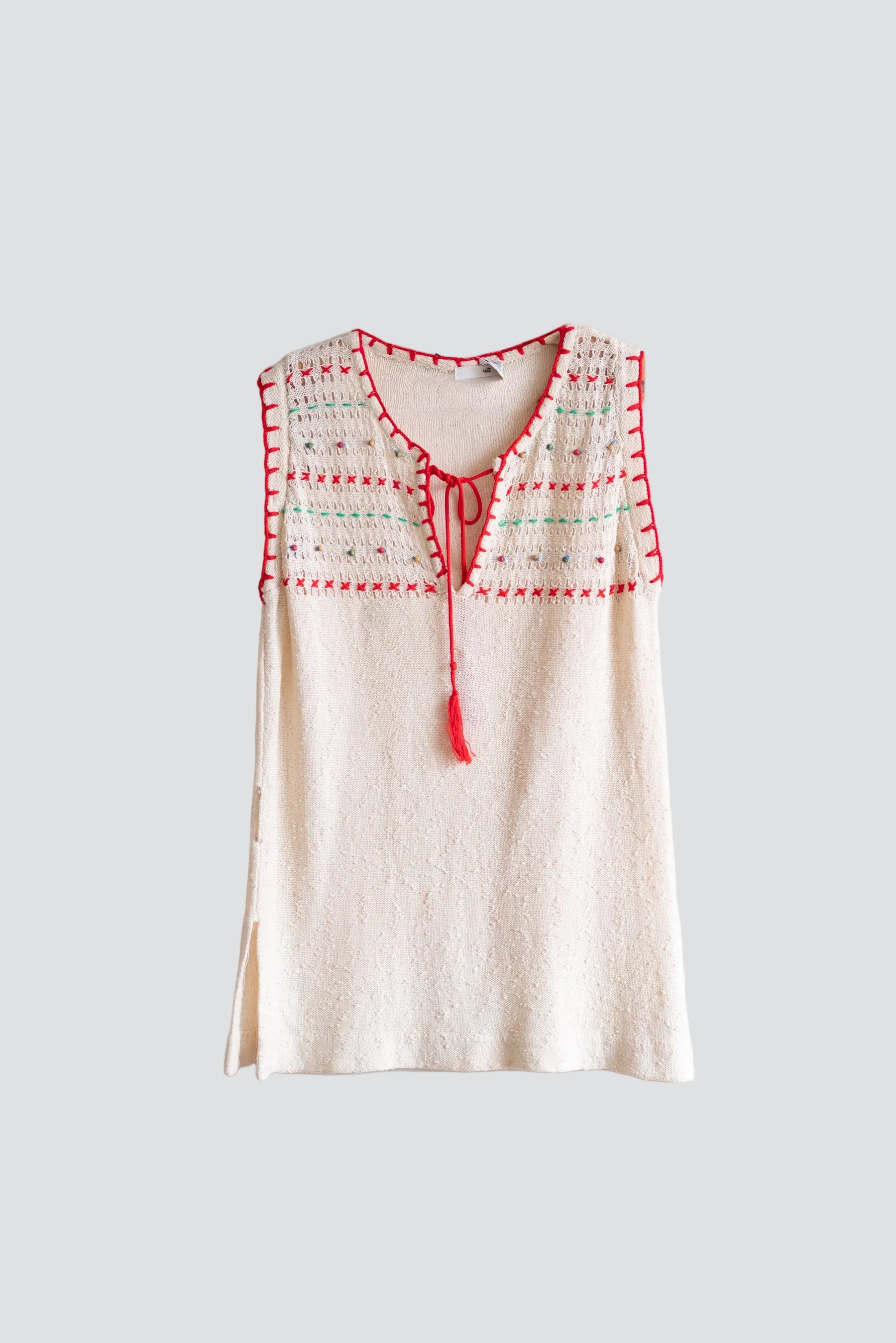 Creme Knit Albee Beaded Tank