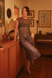 Brown Sequin Lindsay Dress