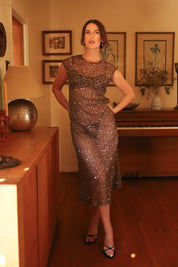 Brown Sequin Lindsay Dress