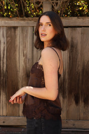 Brown Lace Ciara Tank