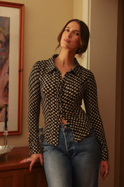 Gingham Britany Scrunch Top