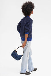 Black & Cobalt Woven Checker Petit Moyen