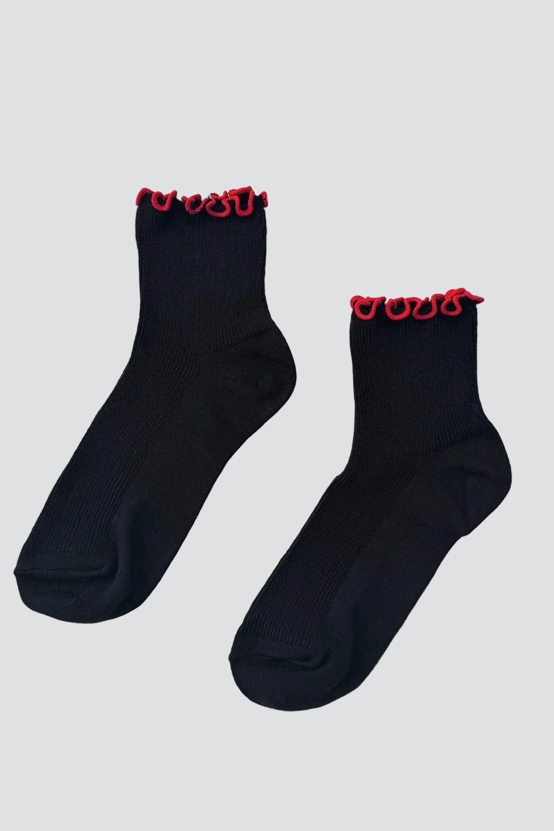 Black + Red Ruffled Socks