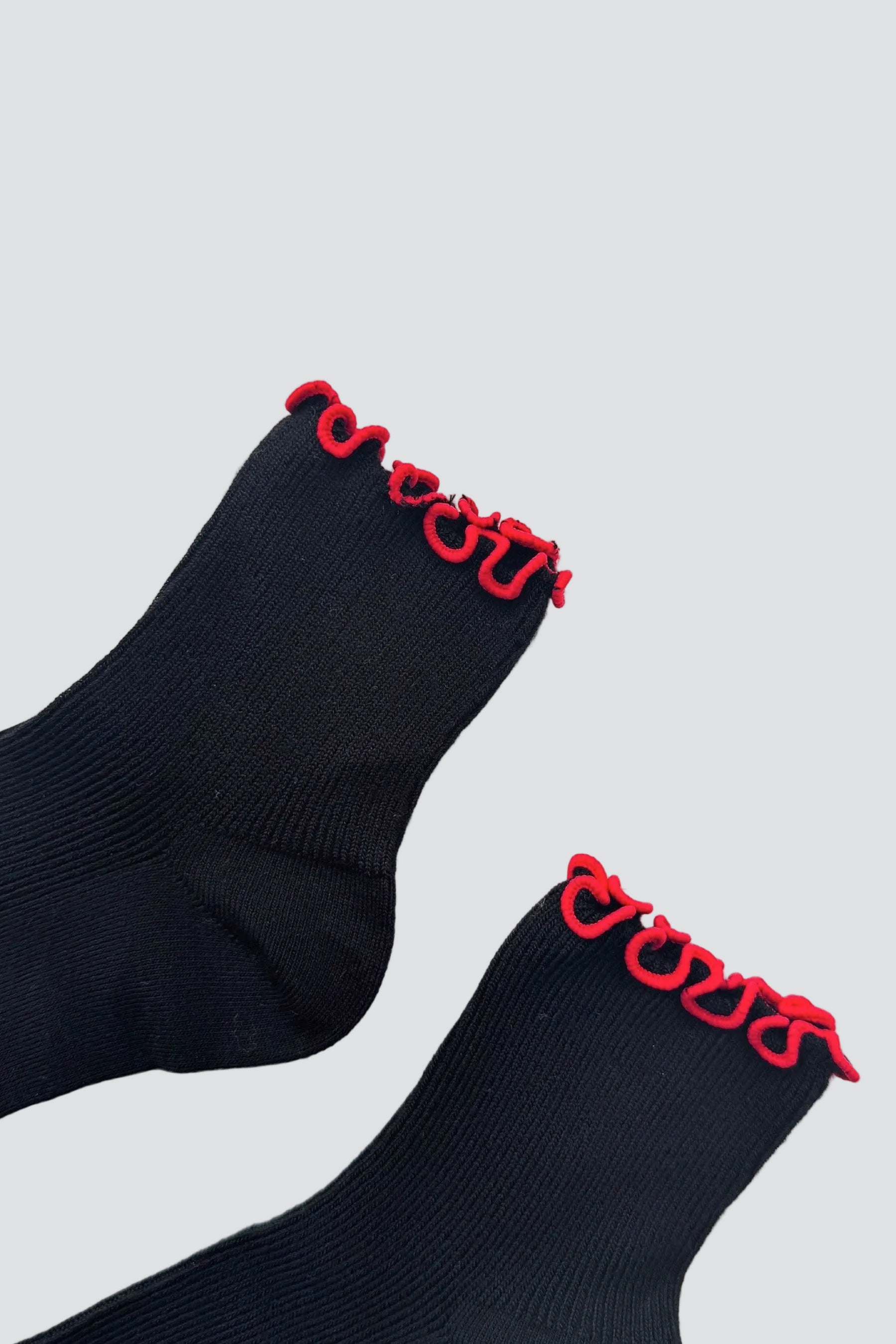 Black + Red Ruffled Socks