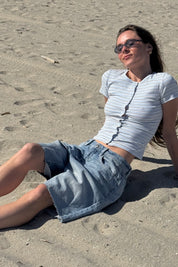 Powder Blue Stripe Jesse Top