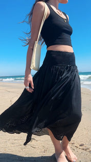 Black Embroidered Cardiff Skirt