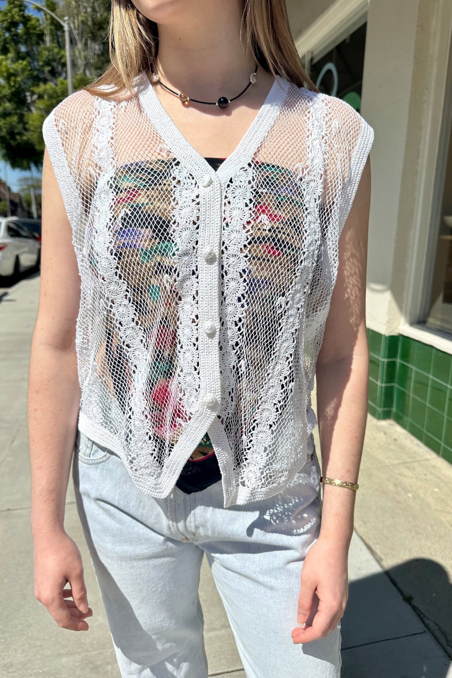 White Crochet Vest