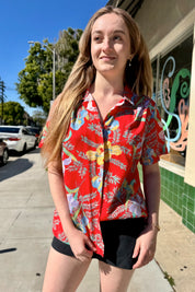 Red Shirley Hawaiian Top