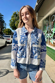 Blue Floral Tablecloth Shirt