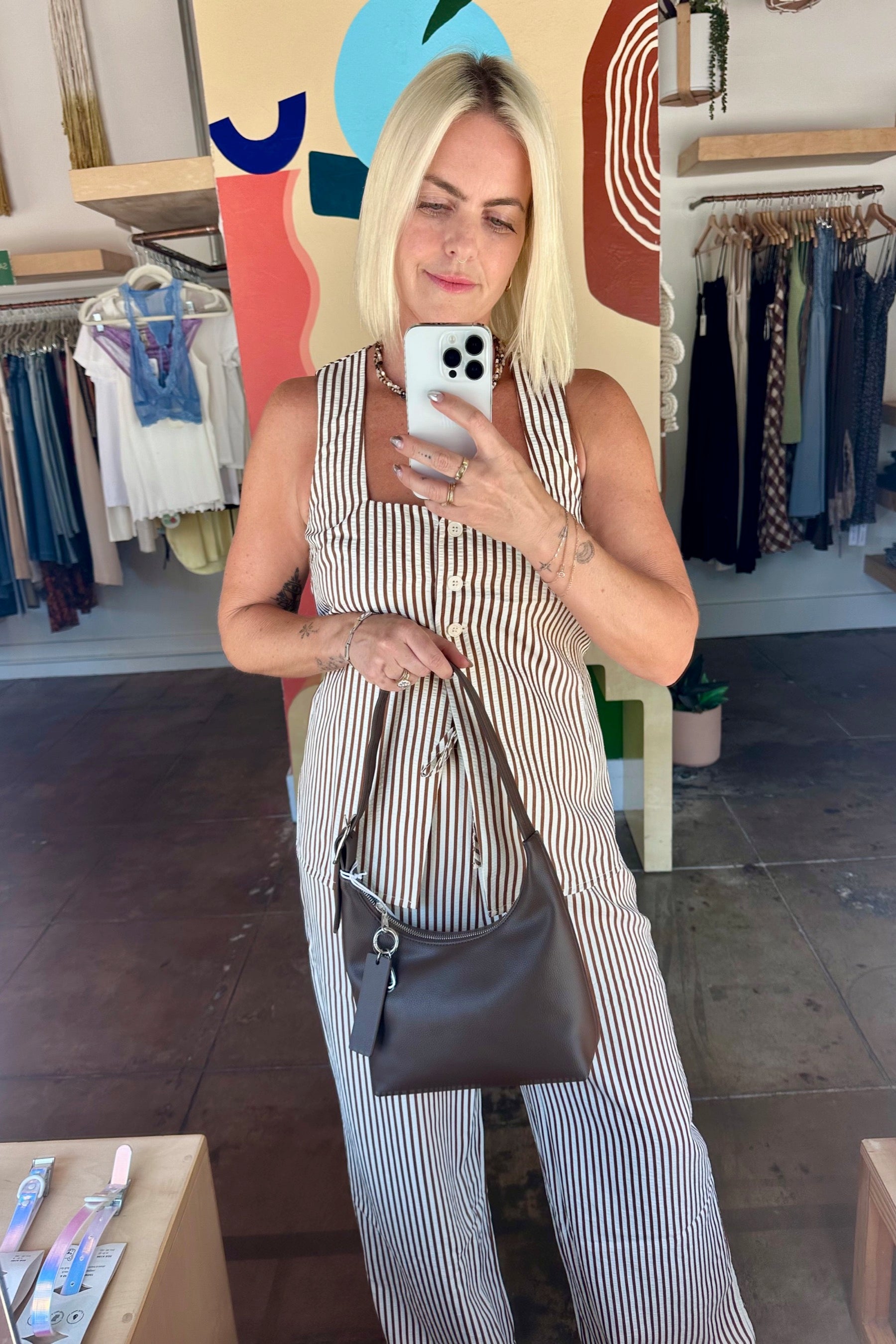 Brown Leather Mini Shoulder Bag