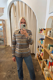 Blue + Brown Zig Zag Blouse